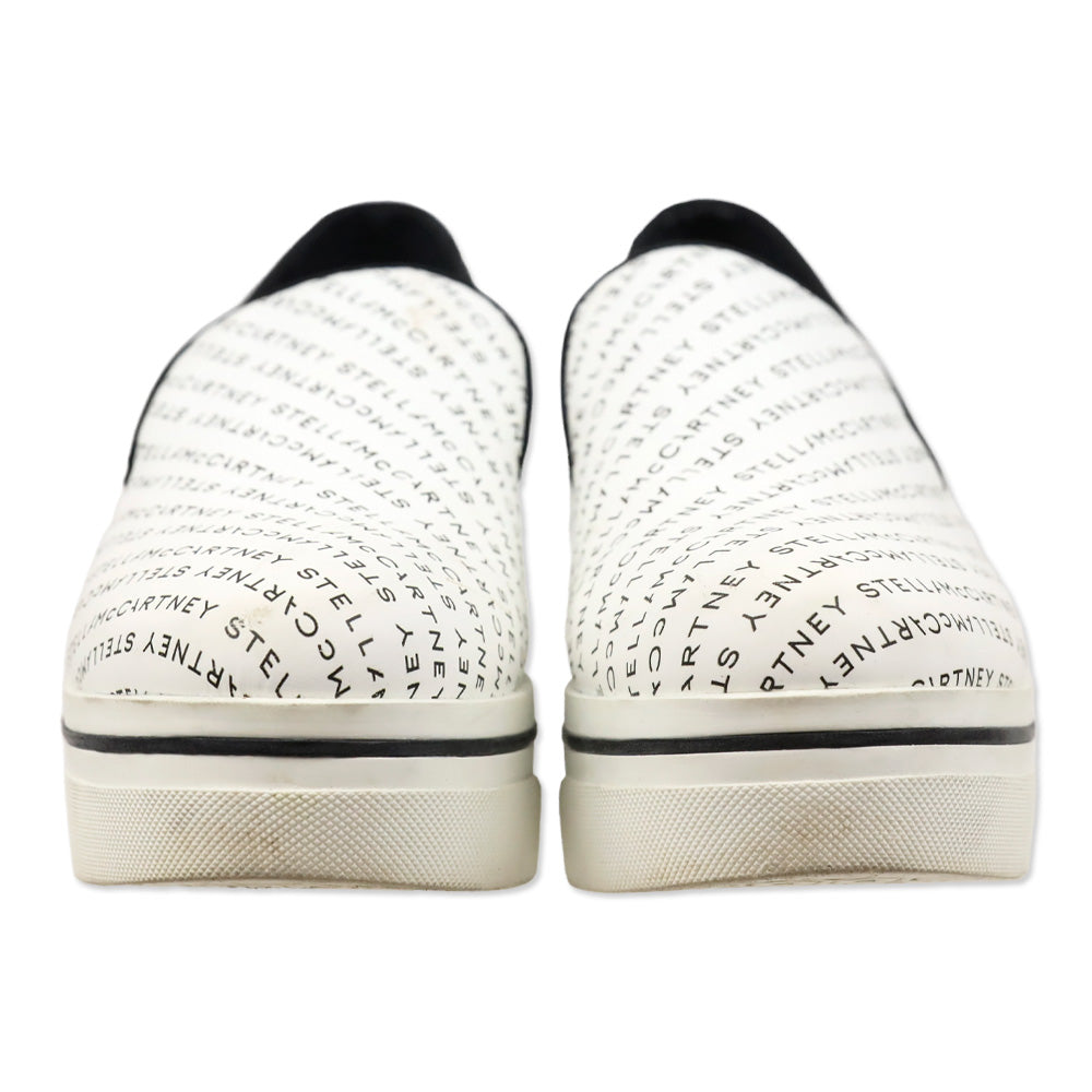 Stella McCartney White Logo Print Platform Slip-On Sneakers