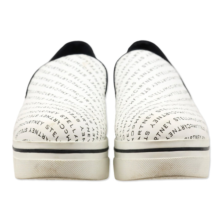 Stella McCartney White Logo Print Platform Slip-On Sneakers