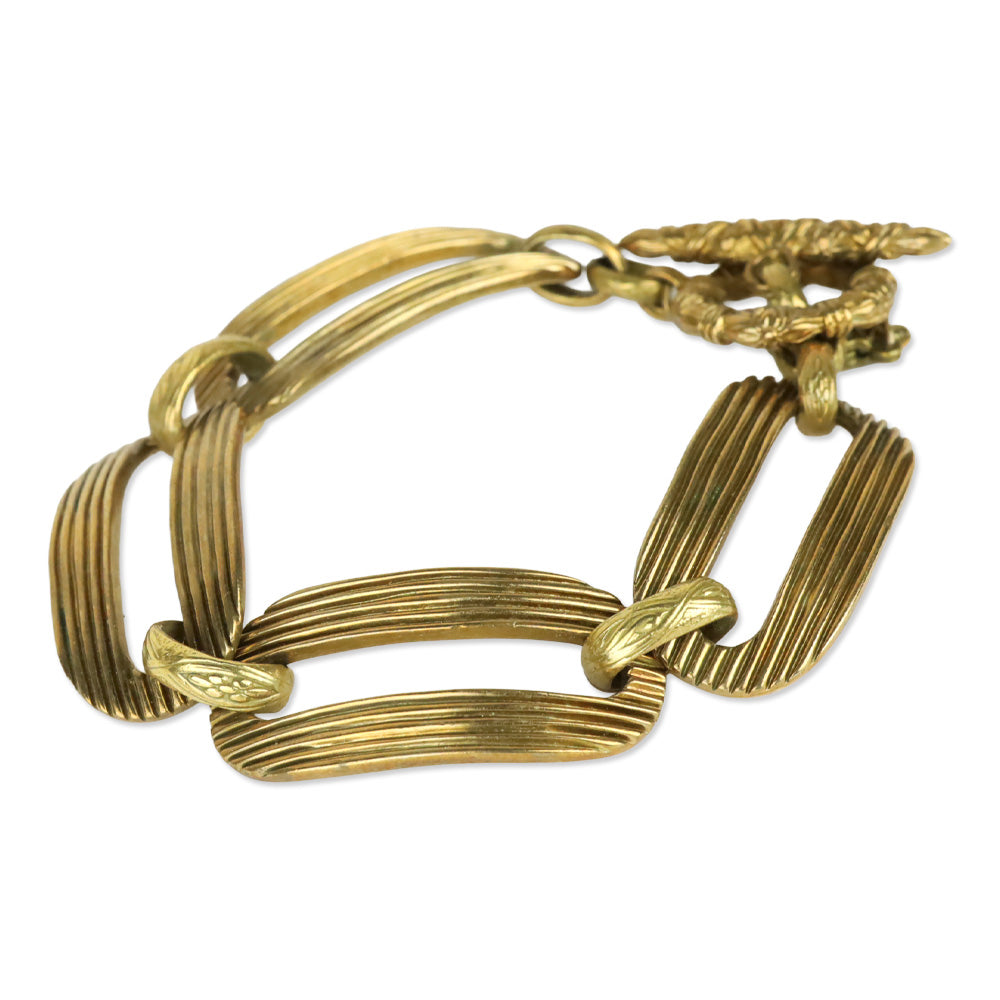 Stephen Dweck Ribbed Bronze Links Bracelet