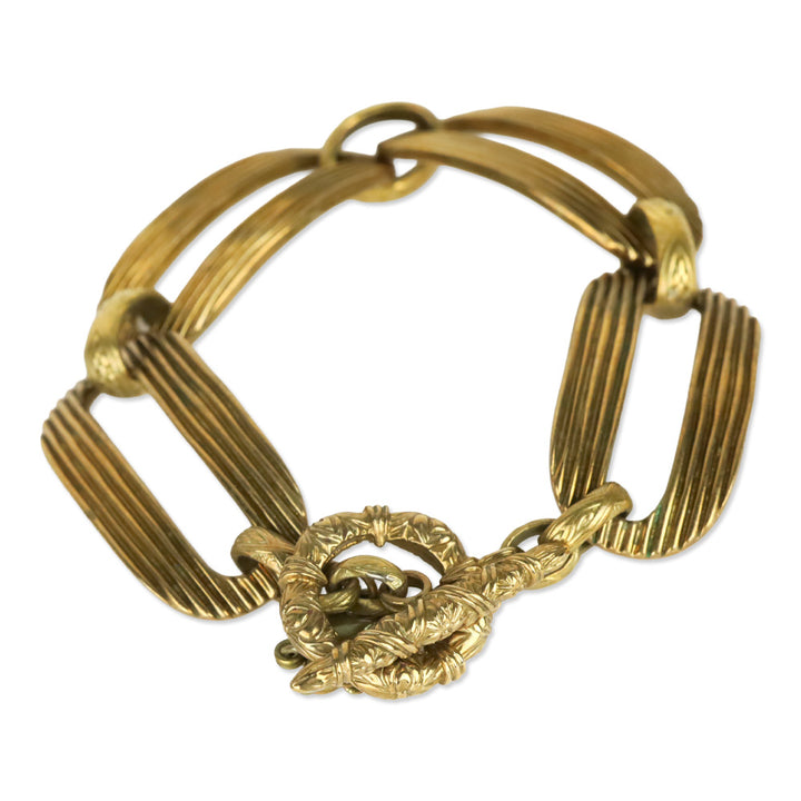 Stephen Dweck Ribbed Bronze Links Bracelet