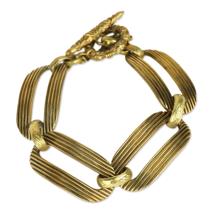 Stephen Dweck Ribbed Bronze Links Bracelet