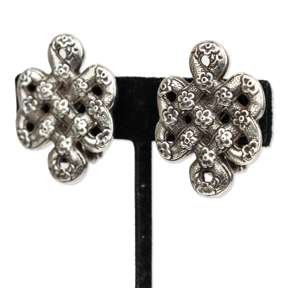 Stephen Dweck Sterling Silver Celtic Knot Flower Clip On Earrings