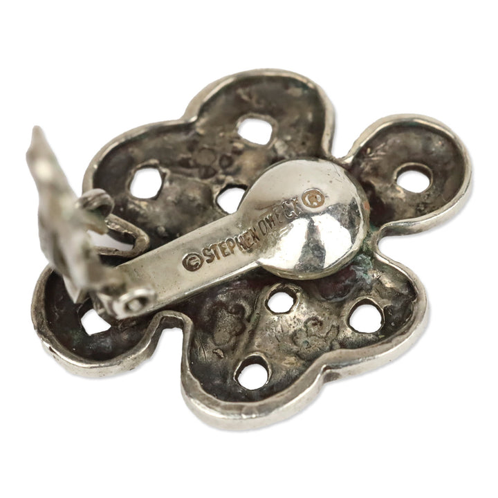 Stephen Dweck Sterling Silver Celtic Knot Flower Clip On Earrings
