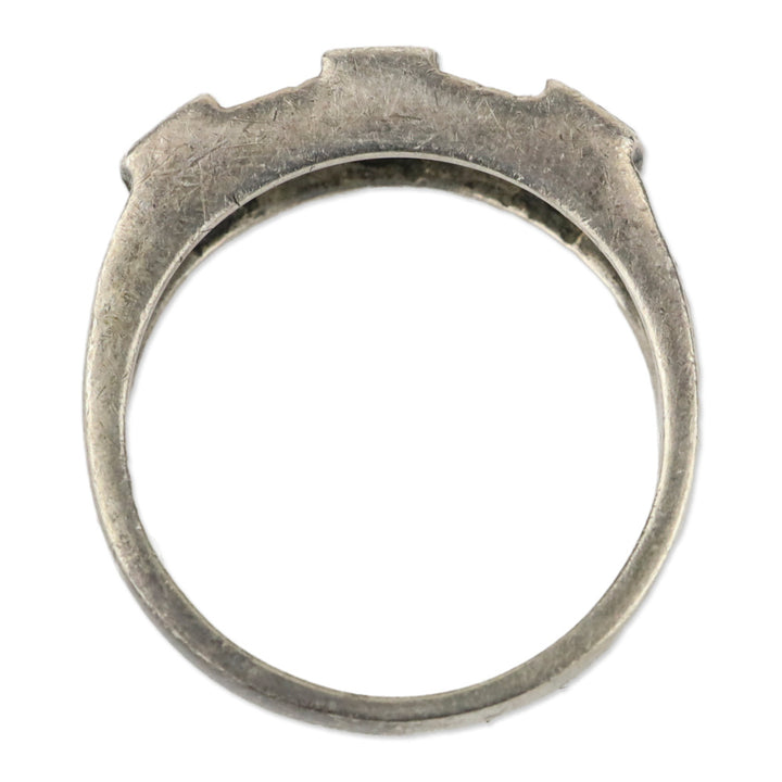 Sterling Silver 3 Black Stone/Crystal Ring