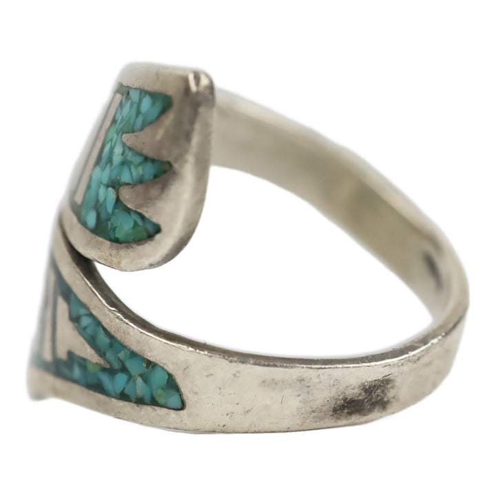 Sterling Silver & Crushed Turquoise Inlay Wing Wrap Ring