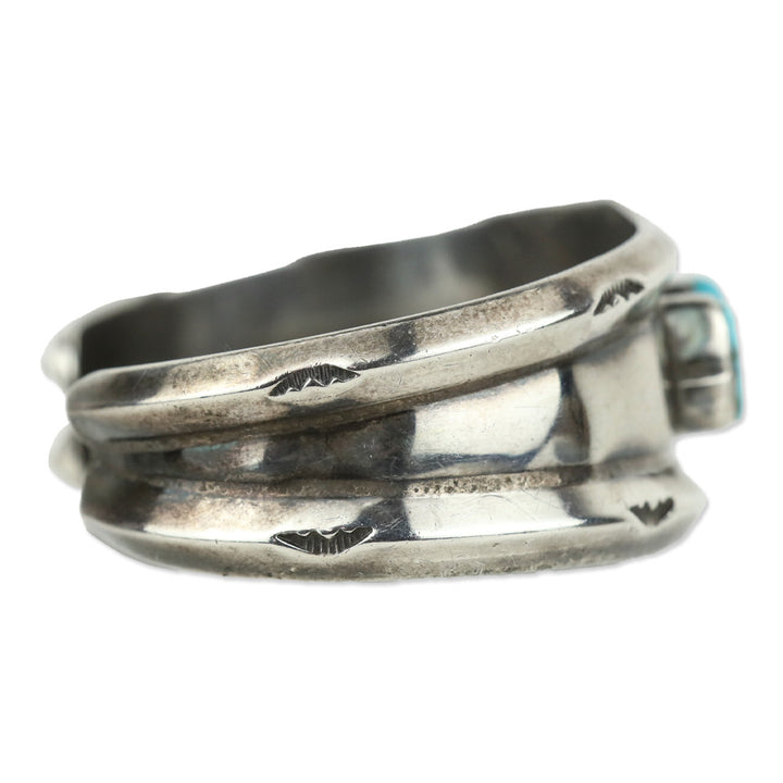 Sterling Silver/Turquoise 3 Stone Beaded Cuff Bracelet