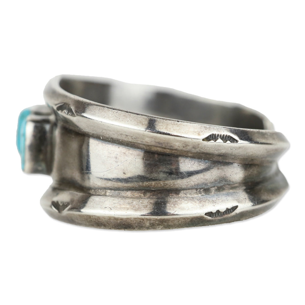 Sterling Silver/Turquoise 3 Stone Beaded Cuff Bracelet