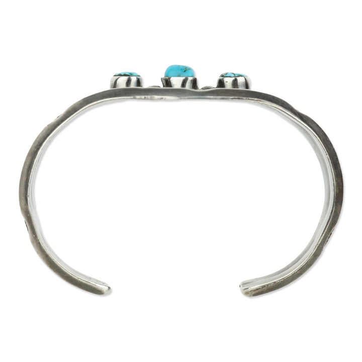 Sterling Silver/Turquoise 3 Stone Beaded Cuff Bracelet