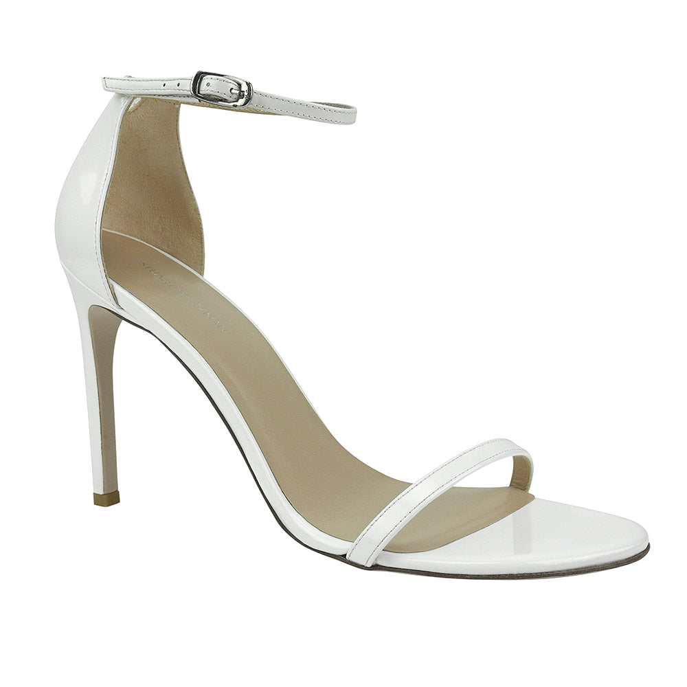 Stuart Weitzman Nudistsong White Patent Leather Sandals