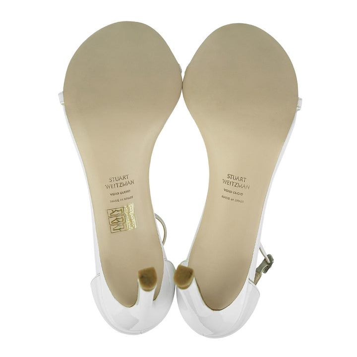 Stuart Weitzman Nudistsong White Patent Leather Sandals