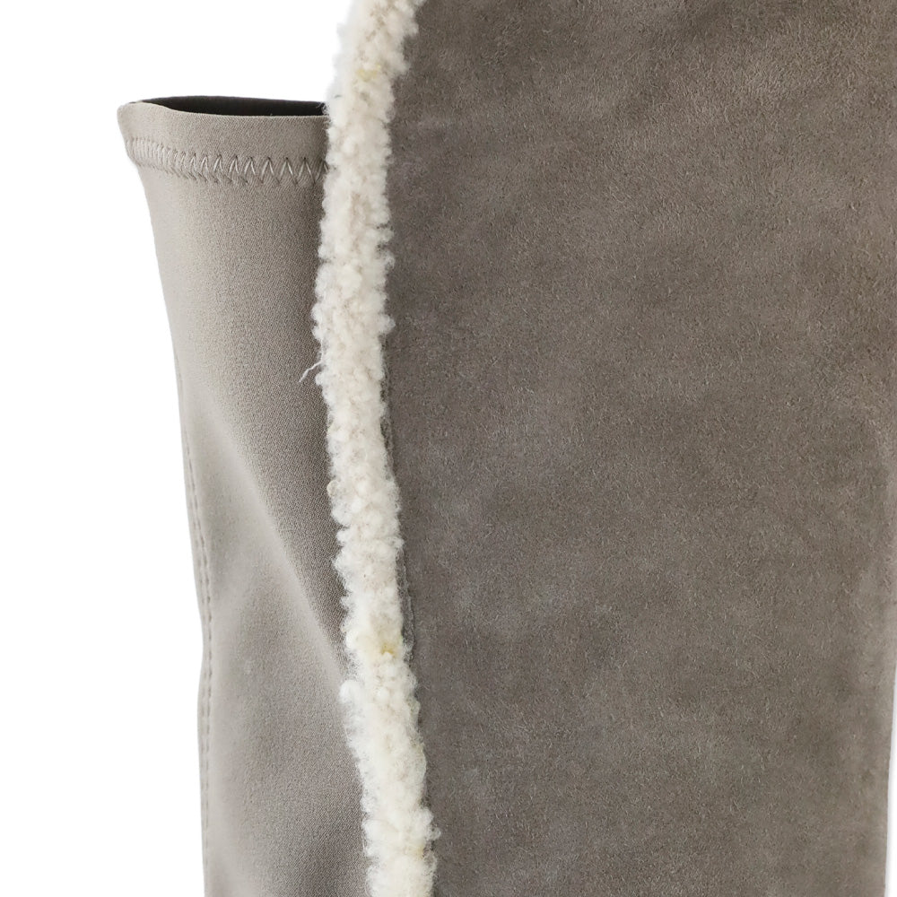 Stuart Weitzman 5050 Cozy Gisele Paprika Topo Suede & Shearling-Trim Knee High Boots