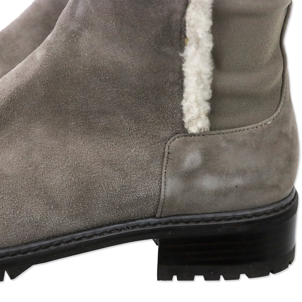 Stuart Weitzman 5050 Cozy Gisele Paprika Topo Suede & Shearling-Trim Knee High Boots