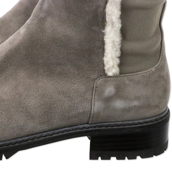 Stuart Weitzman 5050 Cozy Gisele Paprika Topo Suede & Shearling-Trim Knee High Boots
