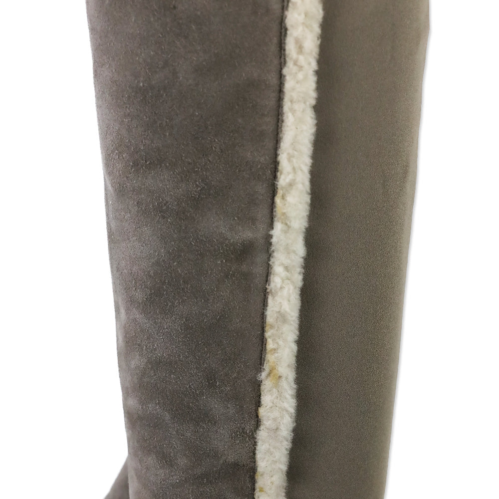 Stuart Weitzman 5050 Cozy Gisele Paprika Topo Suede & Shearling-Trim Knee High Boots