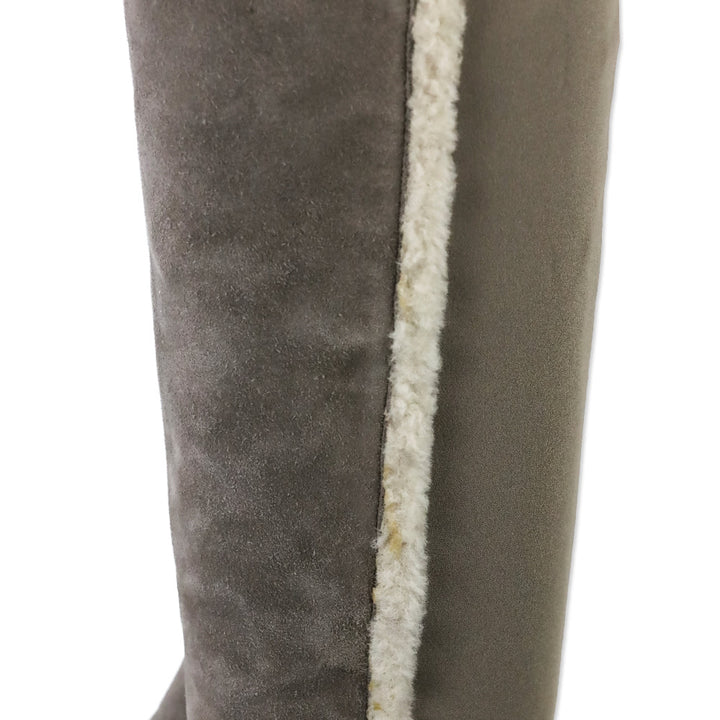 Stuart Weitzman 5050 Cozy Gisele Paprika Topo Suede & Shearling-Trim Knee High Boots