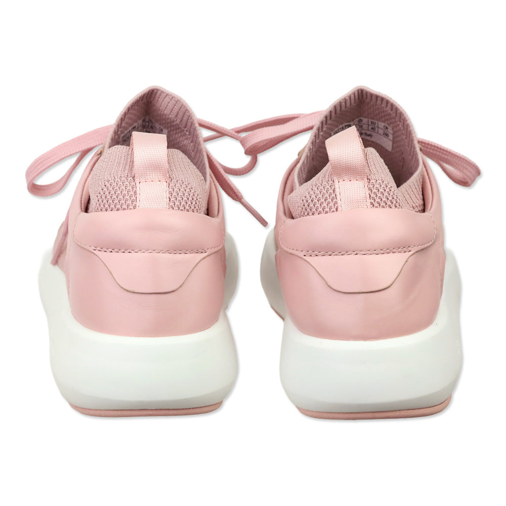 Stuart Weitzman 5050 Pro Pink Leather & Knit Low-Top Sneakers