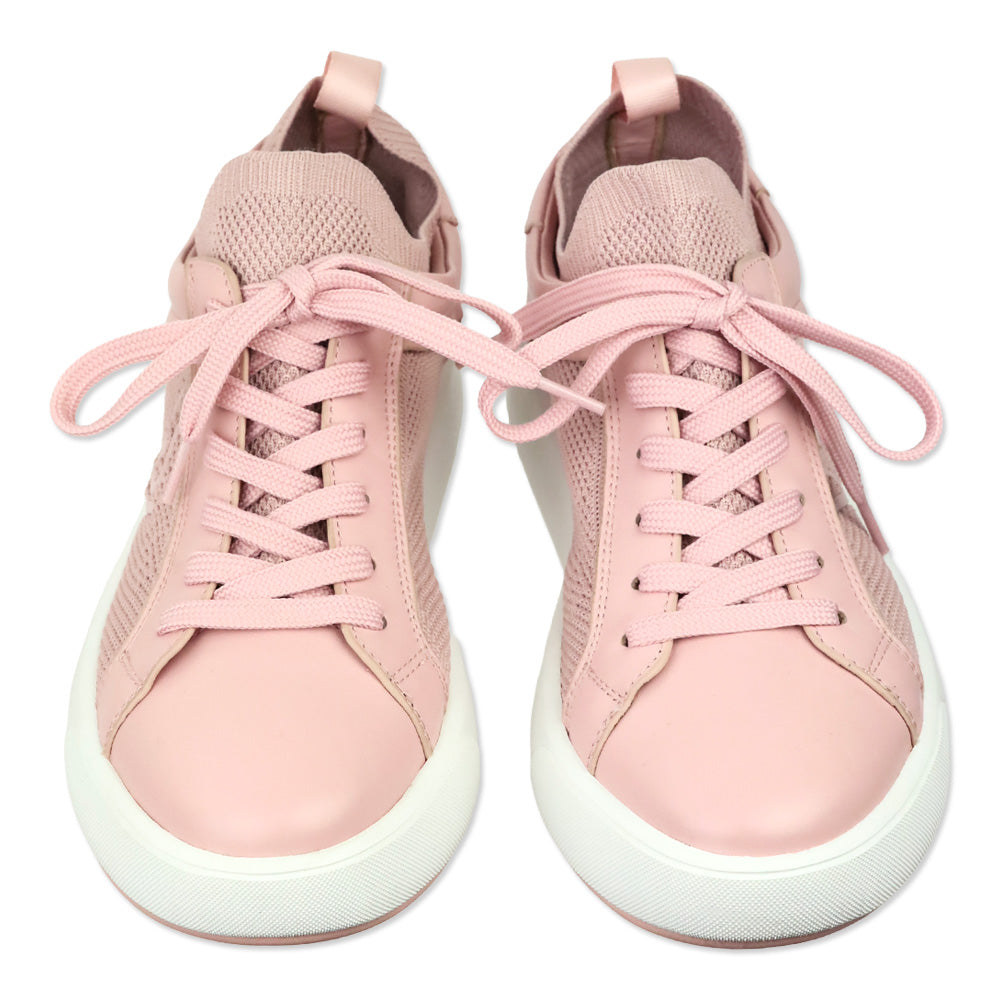 Stuart Weitzman 5050 Pro Pink Leather & Knit Low-Top Sneakers