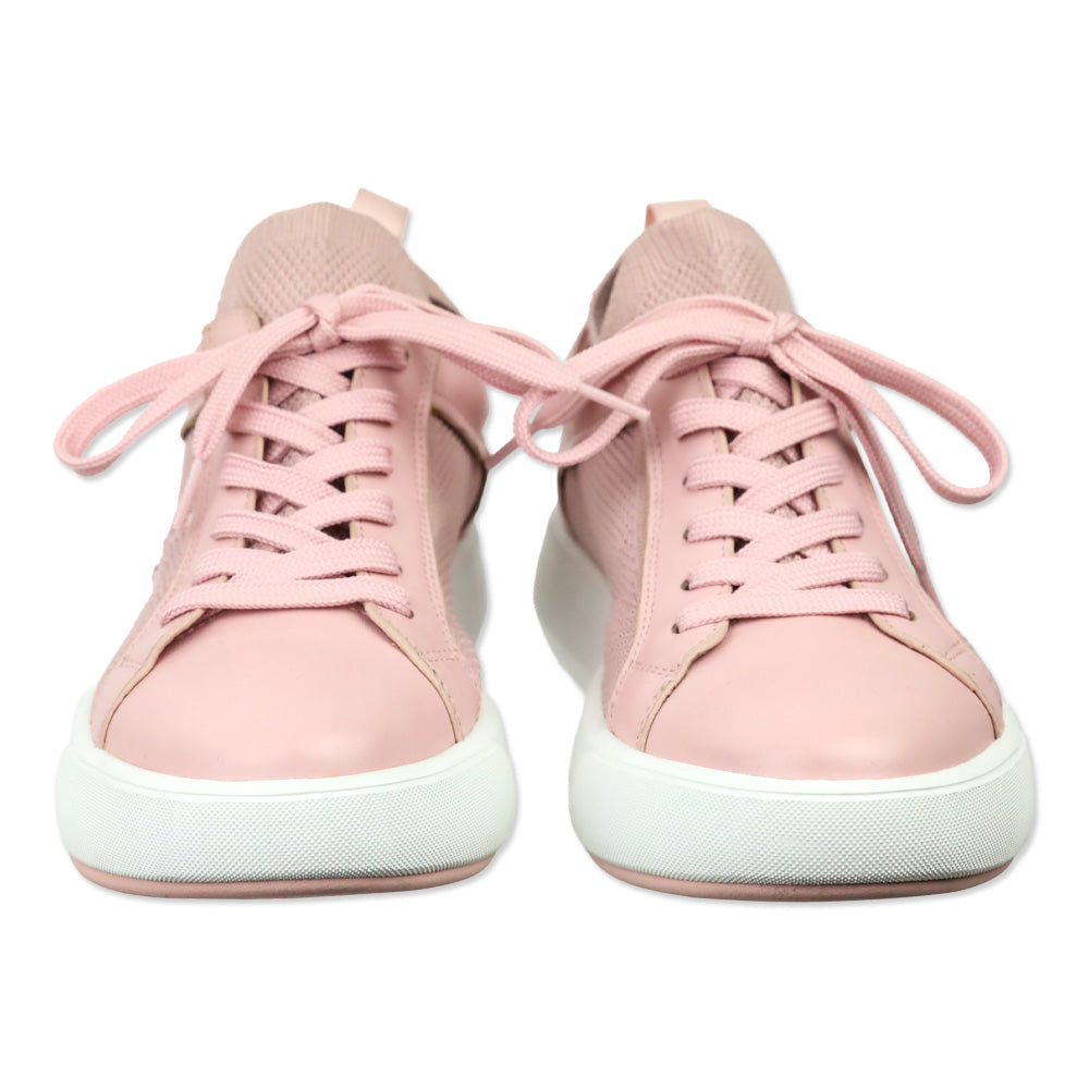 Stuart Weitzman 5050 Pro Pink Leather & Knit Low-Top Sneakers
