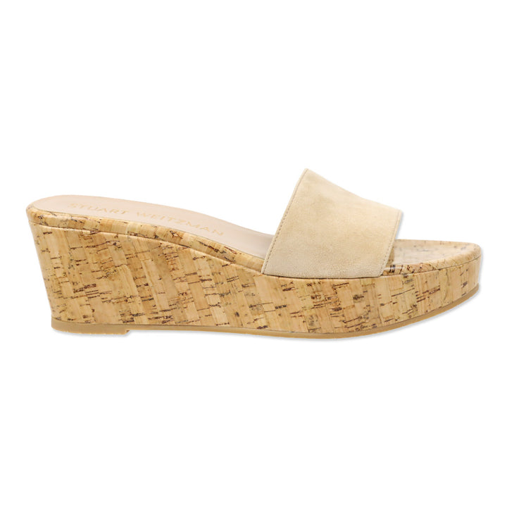 Stuart Weitzman Adobe Suede Summer Cork Wedge Sandals