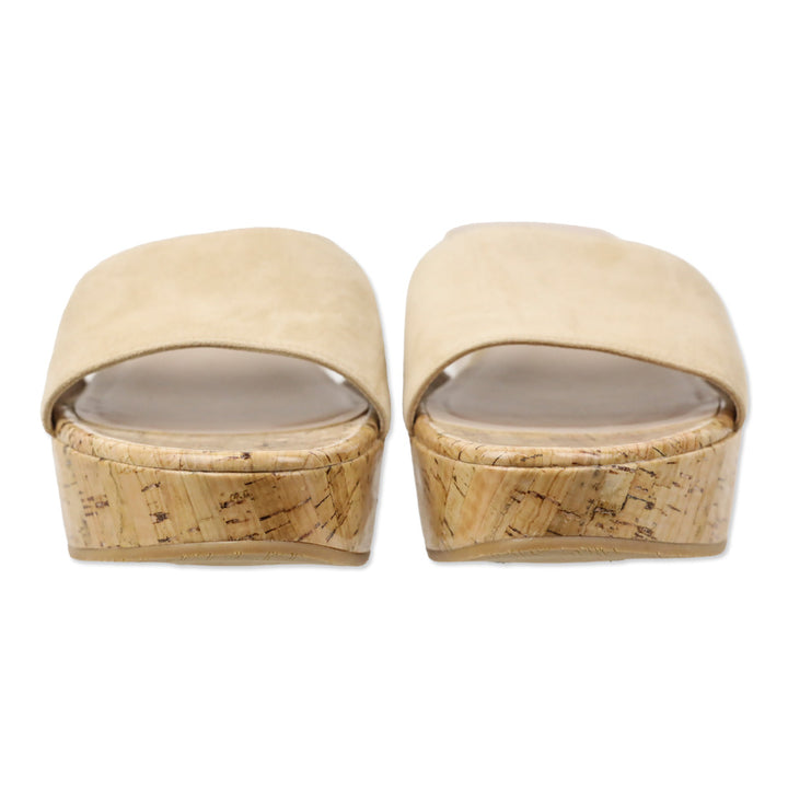 Stuart Weitzman Adobe Suede Summer Cork Wedge Sandals