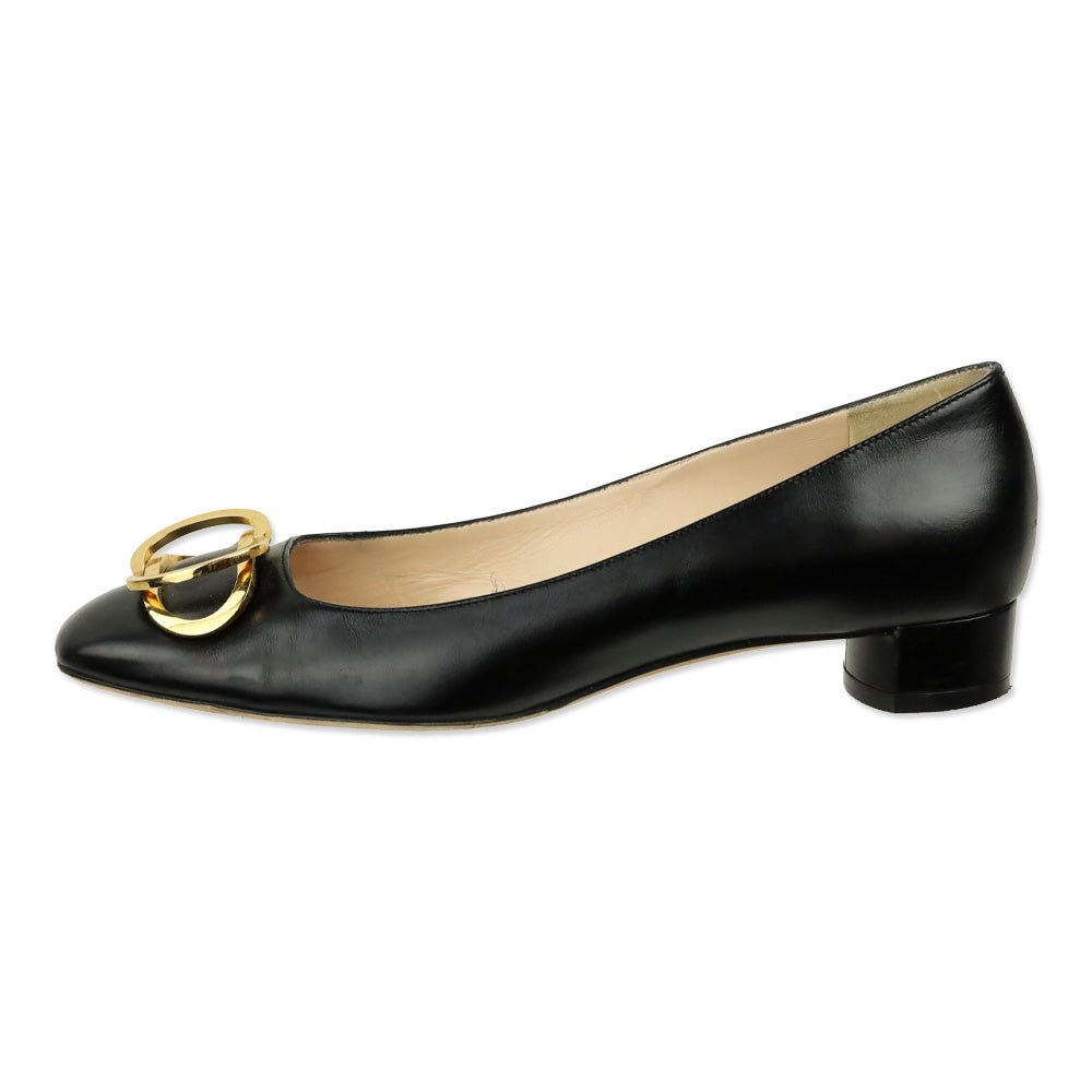 Stuart Weitzman Anicia Black Leather Flats