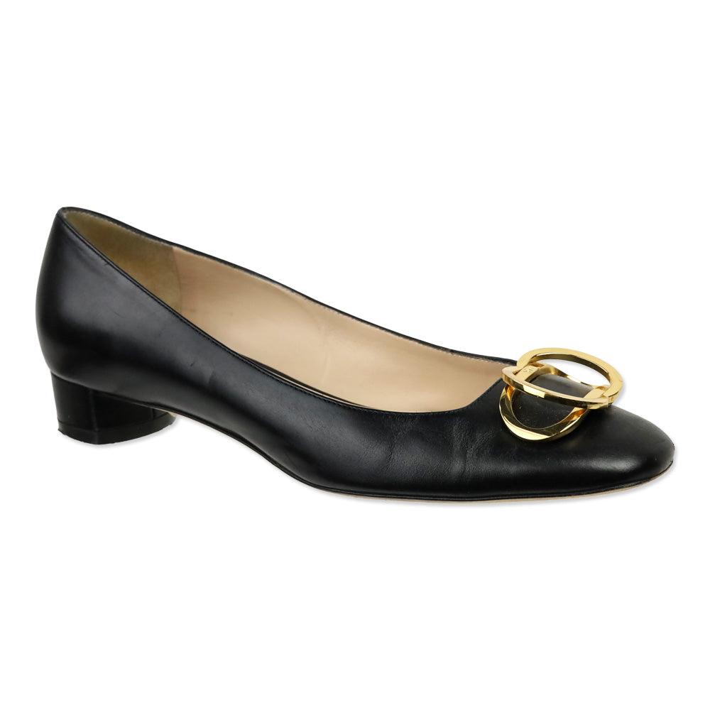 Stuart Weitzman Anicia Black Leather Flats