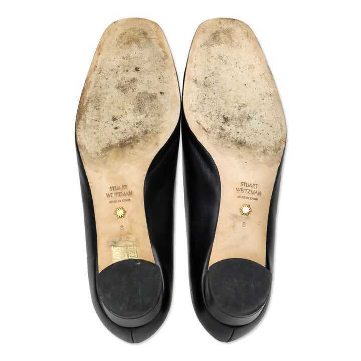 Stuart Weitzman Anicia Black Leather Flats
