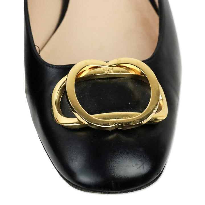 Stuart Weitzman Anicia Black Leather Flats