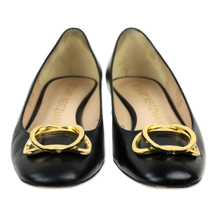 Stuart Weitzman Anicia Black Leather Flats