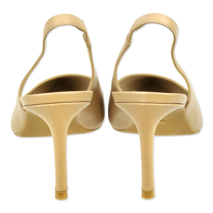 Stuart Weitzman Bambina Beige Leather Eva Slingback 75 Pump