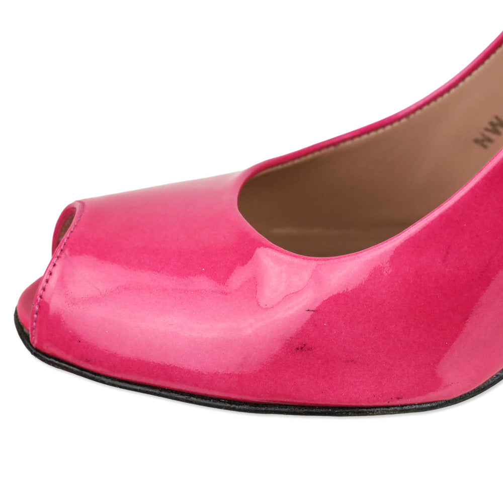 Stuart Weitzman Barbie Pink Patent Peep Toe Pumps