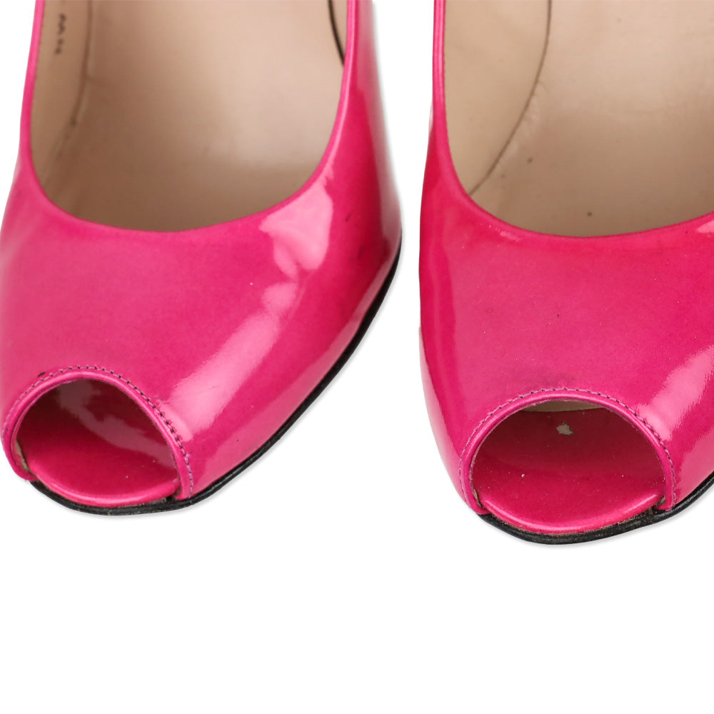 Stuart Weitzman Barbie Pink Patent Peep Toe Pumps