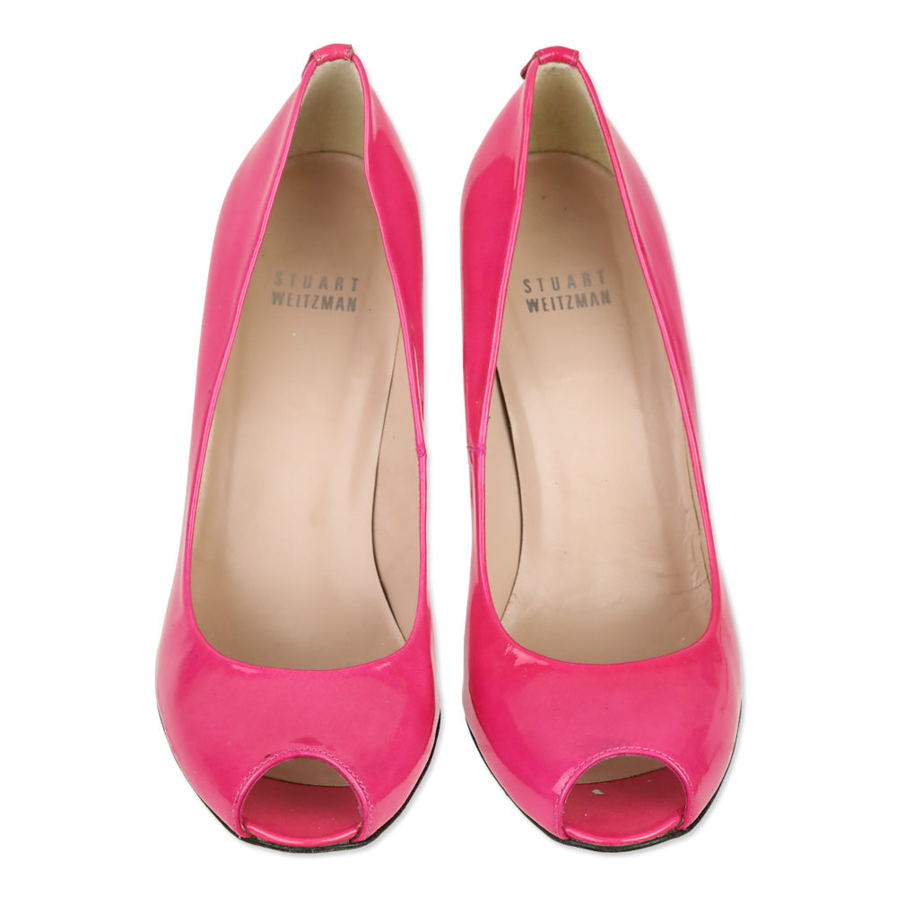 Stuart Weitzman Barbie Pink Patent Peep Toe Pumps