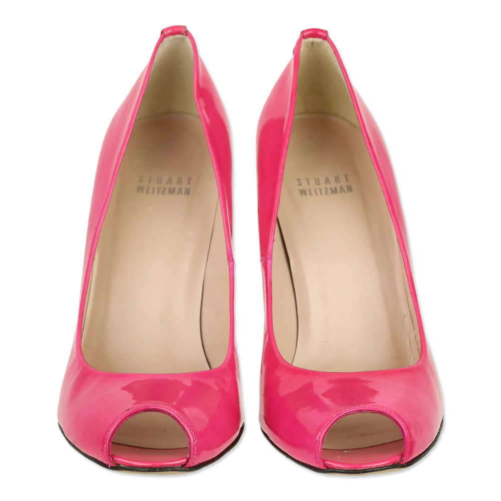 Stuart Weitzman Barbie Pink Patent Peep Toe Pumps
