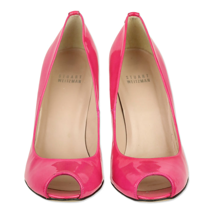 Stuart Weitzman Barbie Pink Patent Peep Toe Pumps