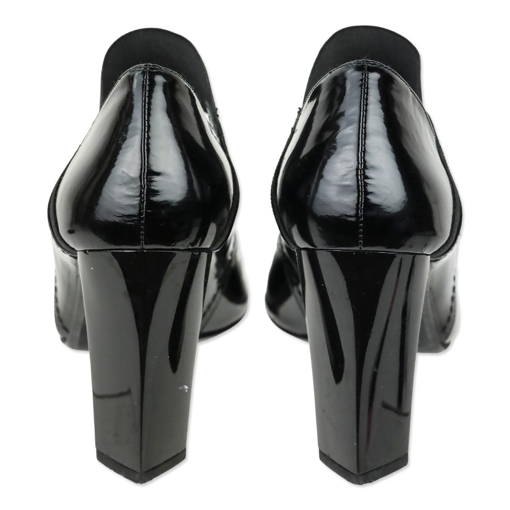 Stuart Weitzman Black Glossy Leather Elastic Mary Jane Pump