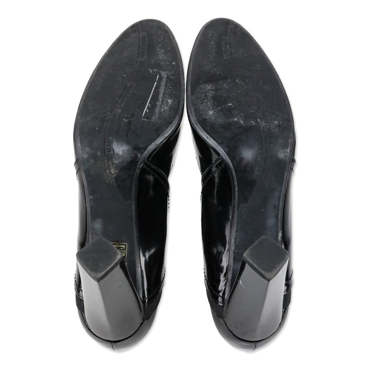 Stuart Weitzman Black Glossy Leather Elastic Mary Jane Pump