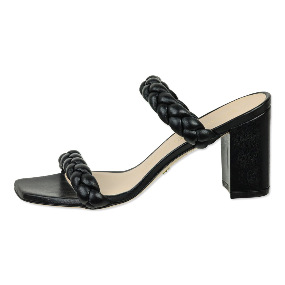 Stuart Weitzman Black Leather Braida Aleena 75 Block Sandal