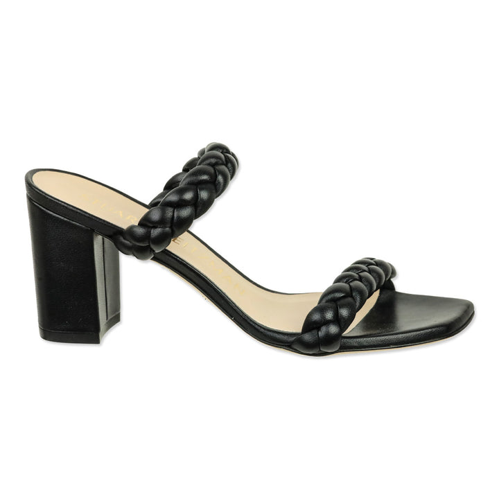 Stuart Weitzman Black Leather Braida Aleena 75 Block Sandal