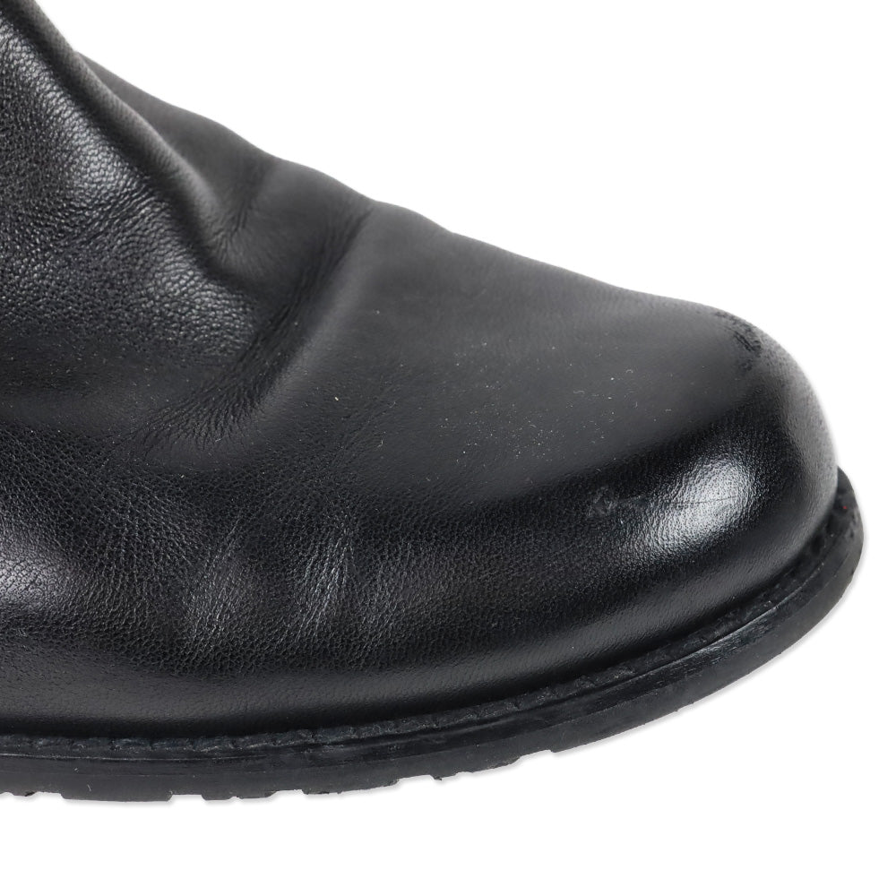 Stuart Weitzman Black Leather Elastic Back Knee-High Boots
