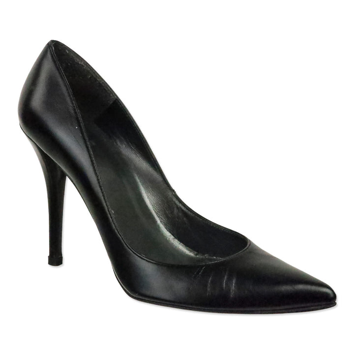 Stuart Weitzman Black Leather Pointed Toe Pumps