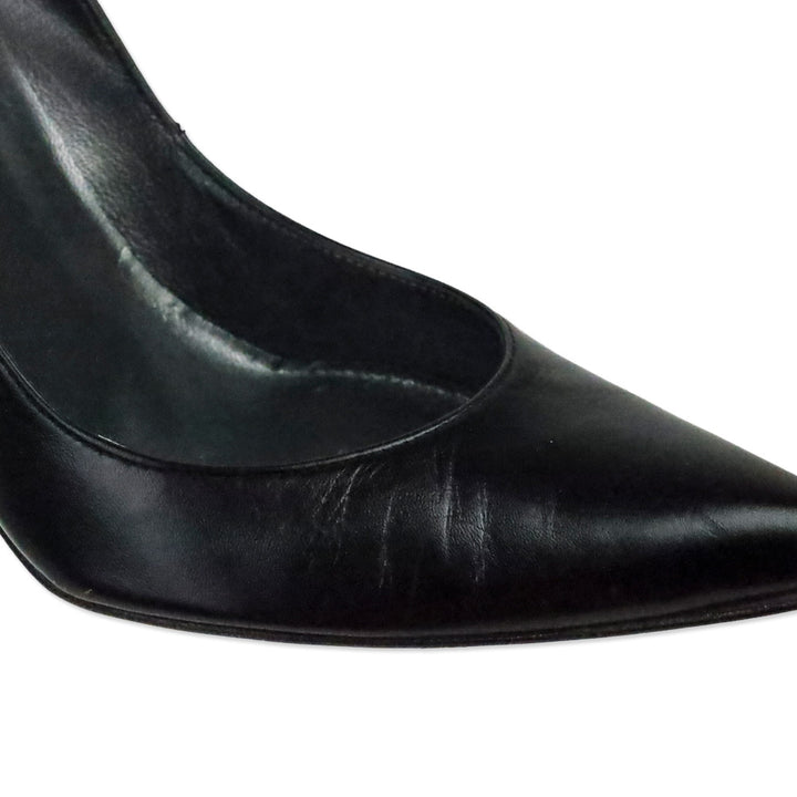 Stuart Weitzman Black Leather Pointed Toe Pumps