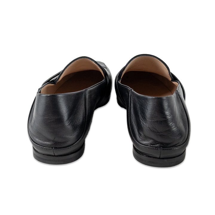 Stuart Weitzman Black Leather Square Toe Loafers