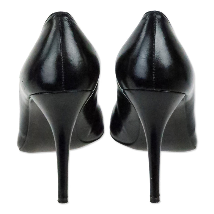 Stuart Weitzman Black Leather Stiletto Point Pumps