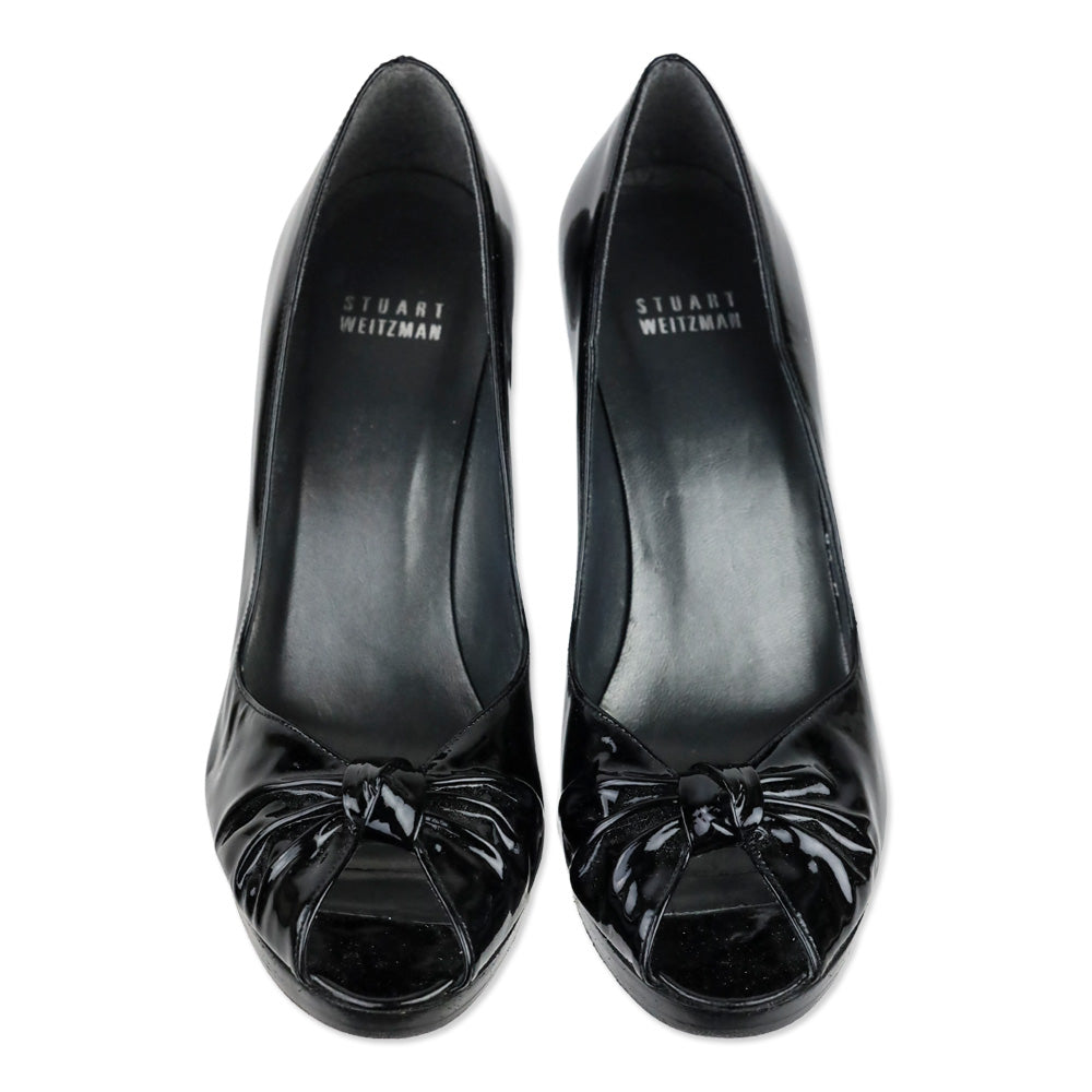 Stuart Weitzman Black Patent Leather Pinchos Pump