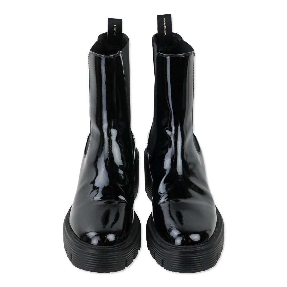 Stuart Weitzman Black Patent Leather Soho Chelsea Bootie