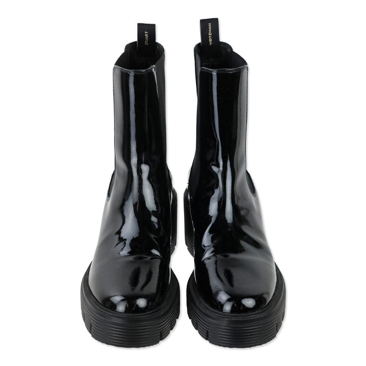 Stuart Weitzman Black Patent Leather Soho Chelsea Bootie