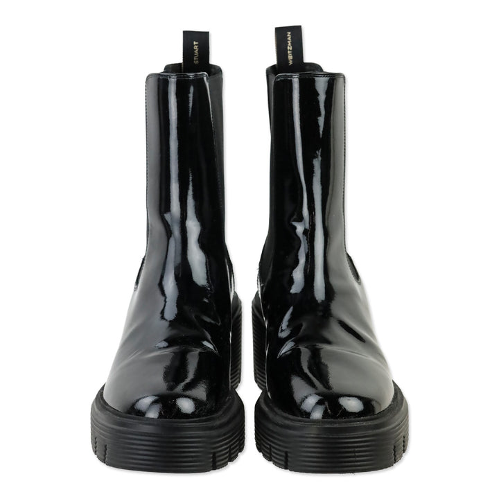 Stuart Weitzman Black Patent Leather Soho Chelsea Bootie