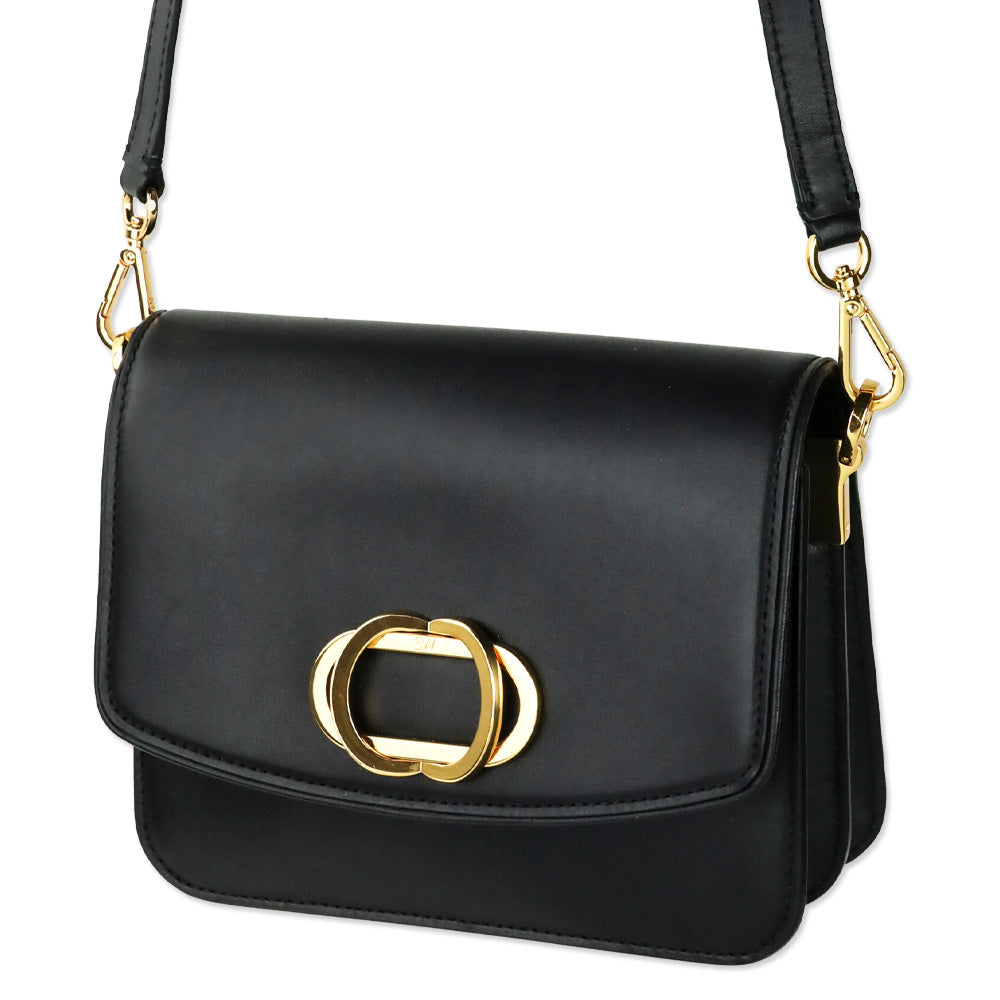 Stuart Weitzman Black Smooth Calf Leather Gabriella Crossbody