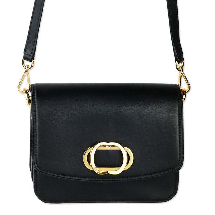 Stuart Weitzman Black Smooth Calf Leather Gabriella Crossbody
